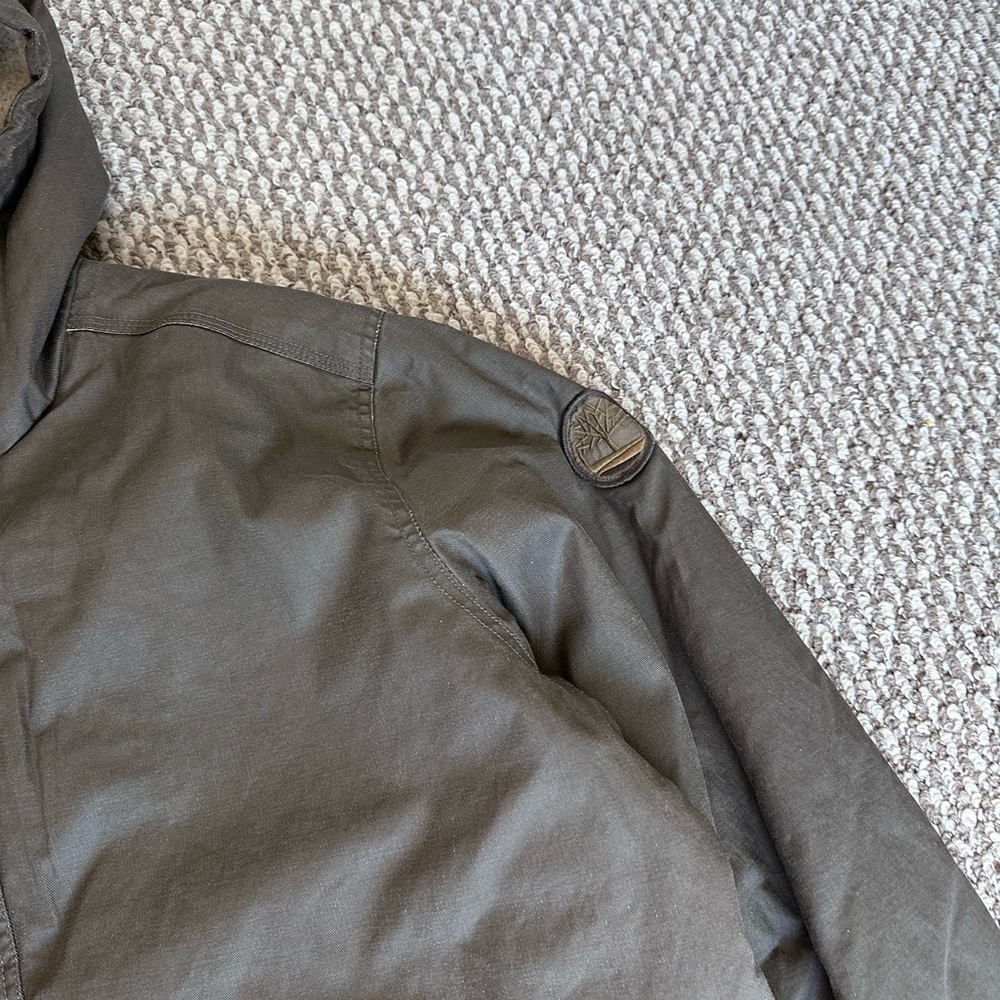 Timberland Waxed Canvas Hooded Jacket Brown Olive Men’s 2XL - Picture 3 of 11